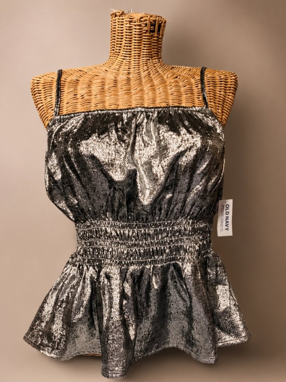 ✨ NWT: Old Navy Metallic Smocked Peplum Cami Tank Top